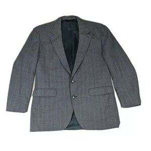 Brooke & Deane Mens Gray Pinstripe Blazer Jacket 2-Button Wool Blend Suit Coat